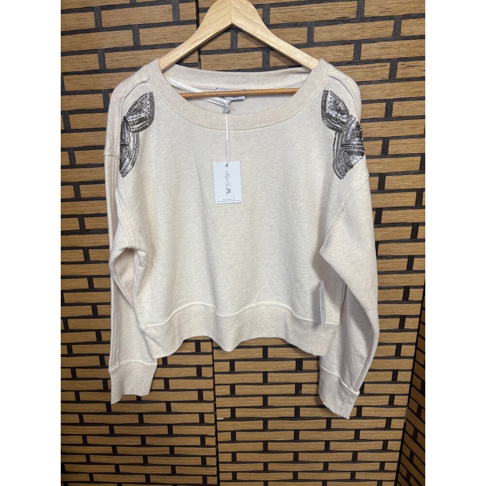 Jessica Simpson Tan Embellished Shoulder Sweatshirt Size Large